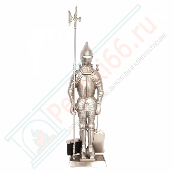 Набор каминный D98051AS Рыцарь большой (4 предмета, 110 см, серебро), на подставке