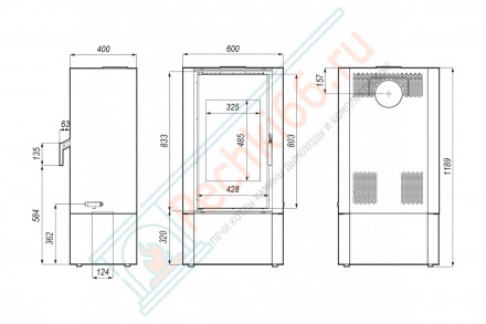 Печь-камин Solum Log, черная сталь (Defro-Home) 9кВт