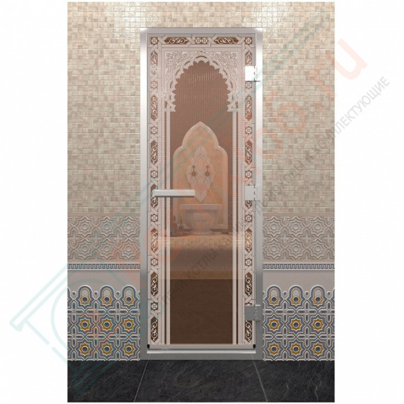 Стеклянная дверь DoorWood «Хамам Восточная Арка Бронза» 1900х700 (по коробке)