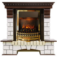 Каминокомплект электрический Pierre Luxe угловой - Темный дуб / Белый (Высота 1050мм) с очагом Atherton (Dimplex