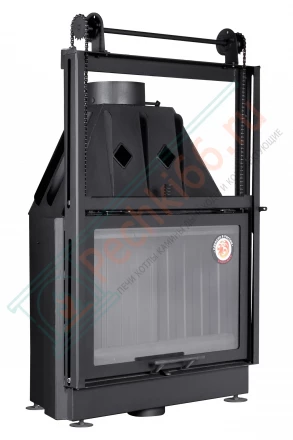 Каминная топка Экокамин Альфа 800 KВ с контргрузом черный шамот