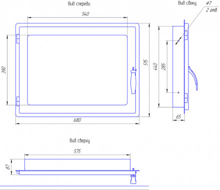 Дверца каминная стальная 680*515, без поддувала (Россия)