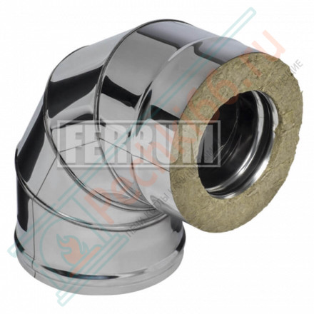 Сэндвич колено 90° (НЕРЖ-430/0,5-НЕРЖ-430/0,5) d-80/160 (Ferrum GS)