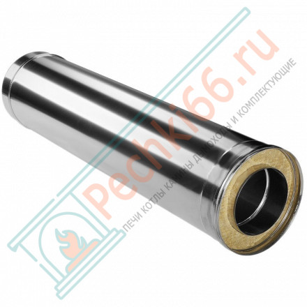 Сэндвич труба для дымохода L=1000 (НЕРЖ-321/0,5-НЕРЖ-439/0,5) d-115/200 (Дымок-Lux)