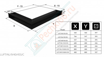 Каминная решетка угловая Luft 60X40X9 белая (Kratki)