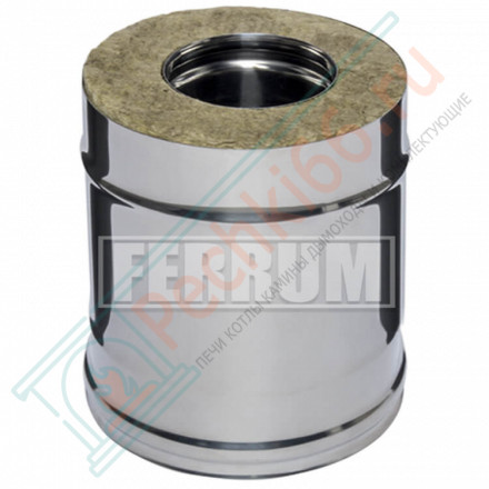 Сэндвич труба для дымохода L=0,25м (НЕРЖ-430/0,8-НЕРЖ-430/0,5) d-115/200 (Ferrum HF)