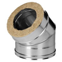 Отвод 45° с изол (НЕРЖ-321/0,8-НЕРЖ-439/0,5) d-115/200 (Дымок-Lux) Отвод 45° с изол (НЕРЖ-321/0,8-НЕРЖ-439/0,5) d-115/200 (Дымок-Lux)