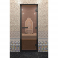 Дверь для хамама в черном профиле, бронза 2000x800 мм (DoorWood)