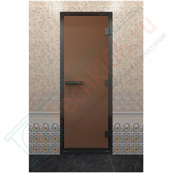 Дверь для хамама в черном профиле, бронза матовая 2000x800 мм (DoorWood)