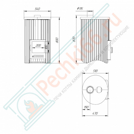 Дровяная банная печь Ферингер УЮТ-18 "Окаменевшее дерево перенесённый рисунок" до 18 м³