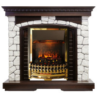 Электрический Каминокомплект Glasgow - Темный дуб / Белый с очагом Atherton
