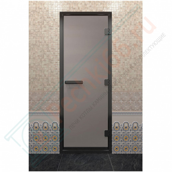 Дверь для хамама в черном профиле, сатин 2100x900 мм (DoorWood)