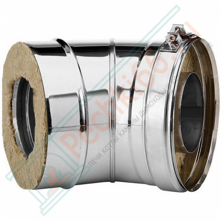 Отвод 45° V50R с изол (AISI-321/0,8-AISI-304/0,5) d-104/200 (Вулкан-Cerablanket)