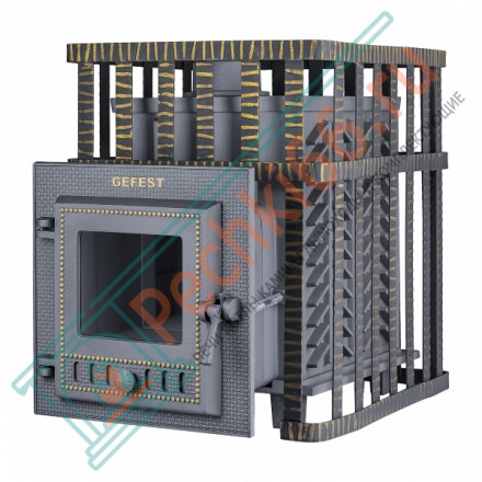 Чугунная печь для бани Гефест GFS ЗК 18 (М) в сетке (ТехноЛит)