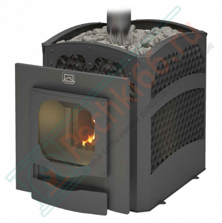 Чугунная банная печь Былина-Сетка 24 Ч панорама (Теплодар)