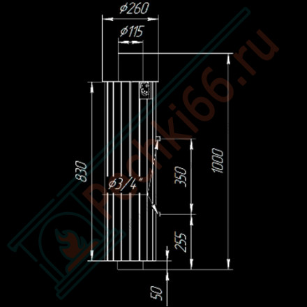 Дымоход с регистром Змеевик наборный, d-115, L=1000 мм (Feringer)
