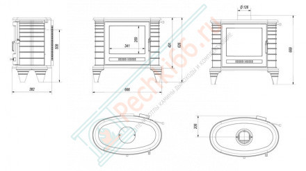 Чугунная печь-камин KOZA K8 ADSR, с регулятором горения (Kratki)