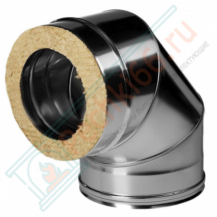 Отвод 90° с изол (НЕРЖ-321/0,8-НЕРЖ-439/0,5) d-120/200 (Дымок-Lux)