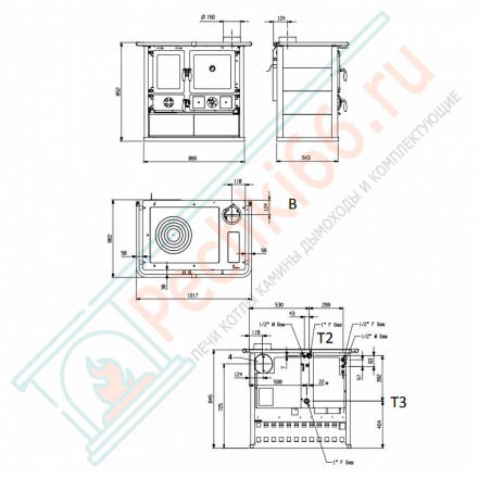 Печь с варочной поверхностью TermoRosa D.S.A, цвет серый (La Nordica)